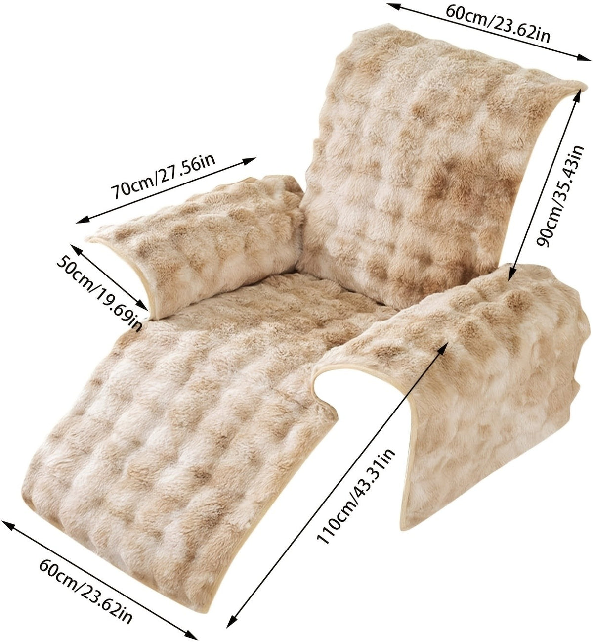 Plush Faux Rabbit Sofa Cover Set 4 Piece Thick Warm Non-Slip Machine Washable – Modern Pet-Friendly Couch Protector for Autumn & Winter – Gradient Colors