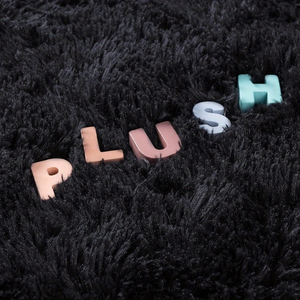 Black Fluffy Shag Area Rug Thick Soft Fuzzy Bedroom Rug Living Room Carpet 4x6 5x8 6x9 8x10 Ft Cute Room Decor