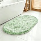Chenille Oval Non-Slip Bathroom Mat Super Absorbent Soft Plush Floor Mat – Machine Washable, Anti-Slip Backing, 5 Colors 6 Sizes for Bathroom Kitchen Pet Use
