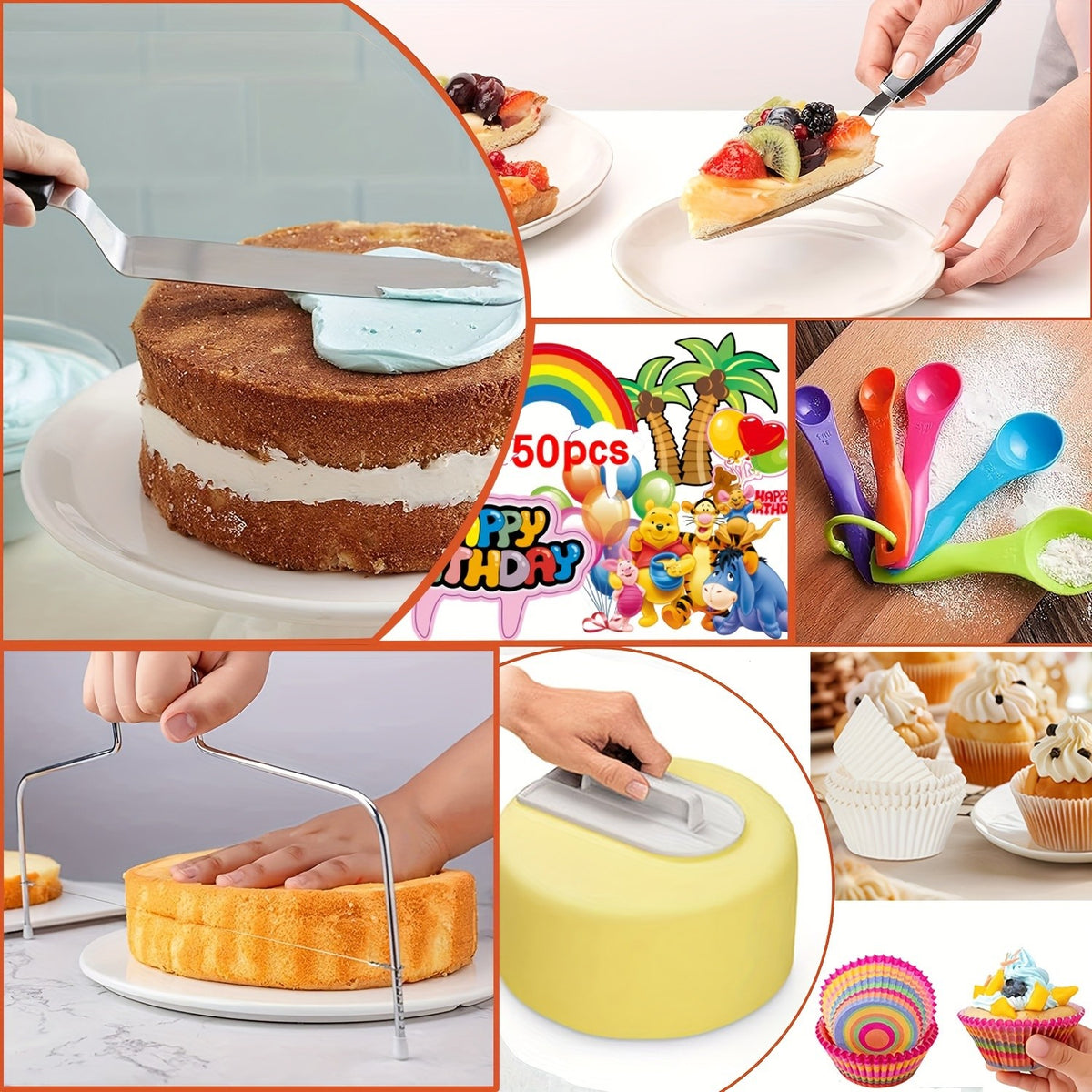 540PCS Cake Decorating Kit with 4 Springform Pans, Rotating Turntable & 55 Icing Tips – Complete Baking Supplies Set with Piping Bags, Fondant Tools & Cupcake Liners for Beginners