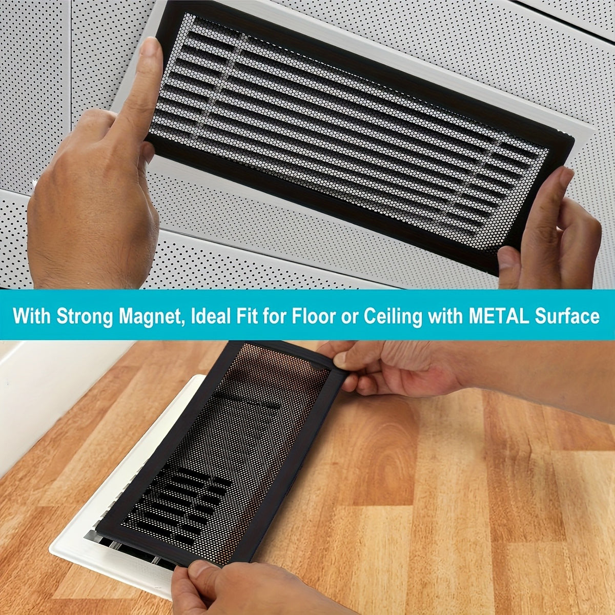Magnetic HVAC Vent Covers for Floor Wall Ceiling PVC Air Vent Screen with Mesh Filter Tool-Free Installation Pest Control 4 & 5 Pack