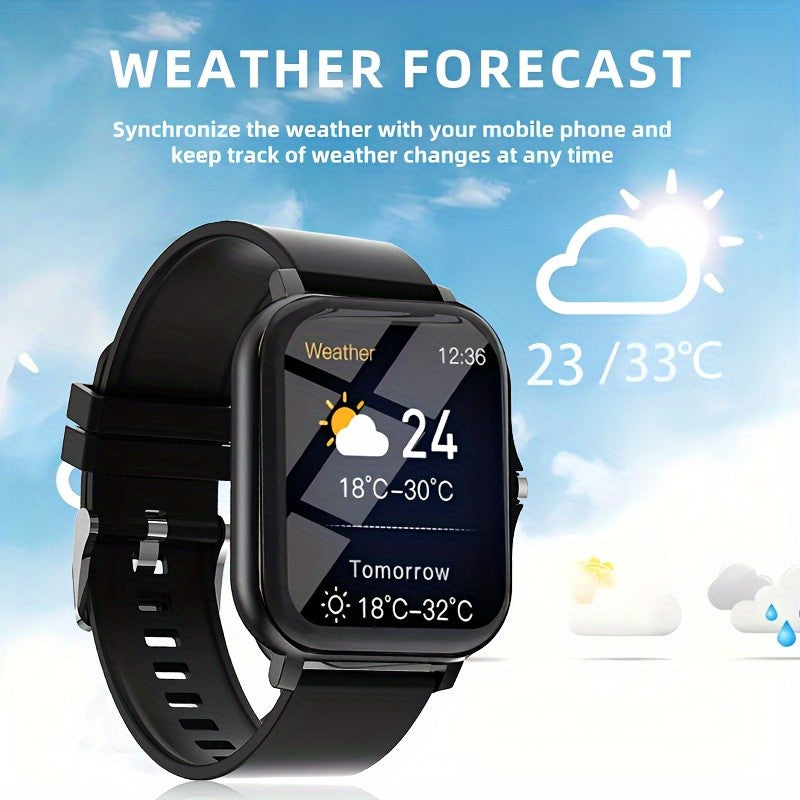 Large Screen Smartwatch with HD Voice Call, Multiple Sports Modes, Sleep Detection & Customizable Watch Faces – Compatible with Android & iPhone, Silicone Band