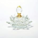 Lotus-Shaped Crystal Glass Decorative Bottle Desktop Ornament Vase Home Decor Accent Birthday Christmas Gift Purple White Blue
