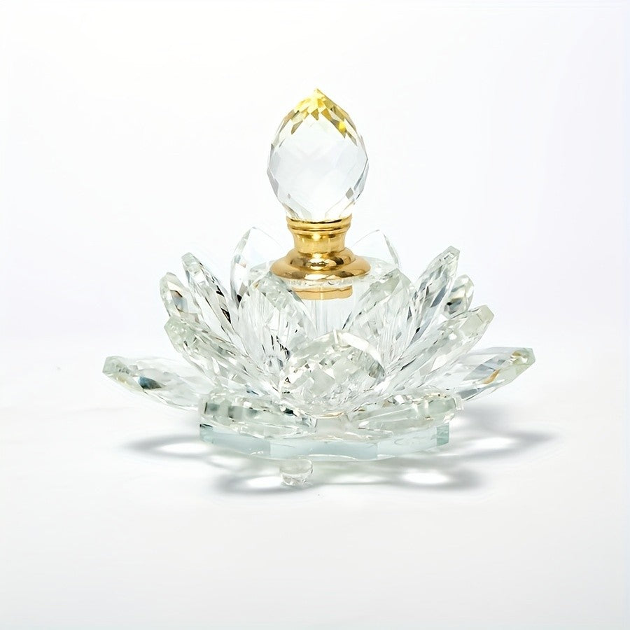 Lotus-Shaped Crystal Glass Decorative Bottle Desktop Ornament Vase Home Decor Accent Birthday Christmas Gift Purple White Blue