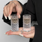 Diamond Engraved Shot Glasses Set of 4 or 6 – Elegant Crystal-Look Mini Spirit Glasses for Vodka, Whiskey & Cocktails – Reusable Party Barware