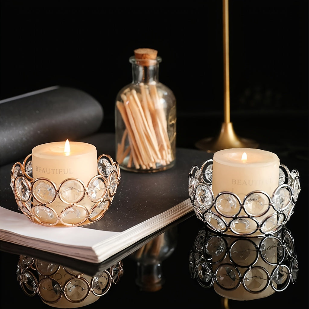 Crystal Bowl Tea Light Candle Holders Set of 20 – Wedding Centerpiece & Home Decor Dining Table Decor, Gold or Silver