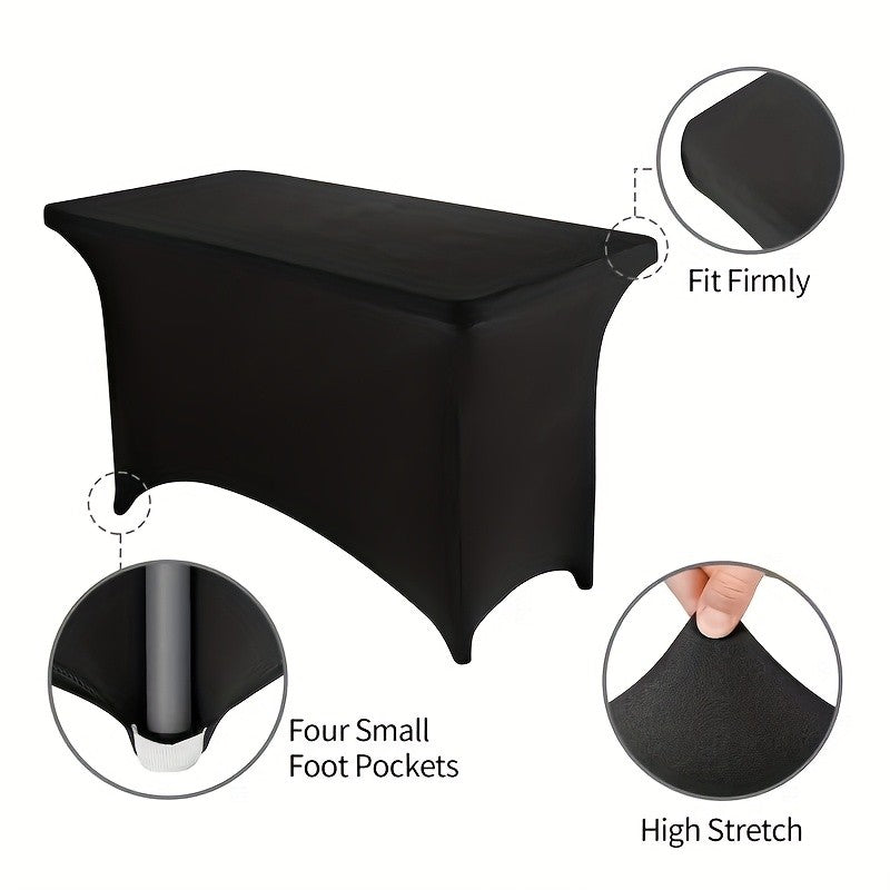 Spandex Fitted 6FT Tablecloth for Rectangular Tables – Wrinkle-Resistant Elastic Table Cover for Parties, Weddings, Trade Shows & Events – 2/4/8/12-Pack in Black, White & Light Yellow