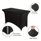 Spandex Fitted 6FT Tablecloth for Rectangular Tables – Wrinkle-Resistant Elastic Table Cover for Parties, Weddings, Trade Shows & Events – 2/4/8/12-Pack in Black, White & Light Yellow