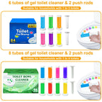 Toilet Cleaning Gel Stamps with Dispenser & Air-Freshening Fragrance – 8 Pieces / 96 Gel Patterns Toilet Bowl Cleaner for Ceramic Surfaces, Bathrooms & Kitchens