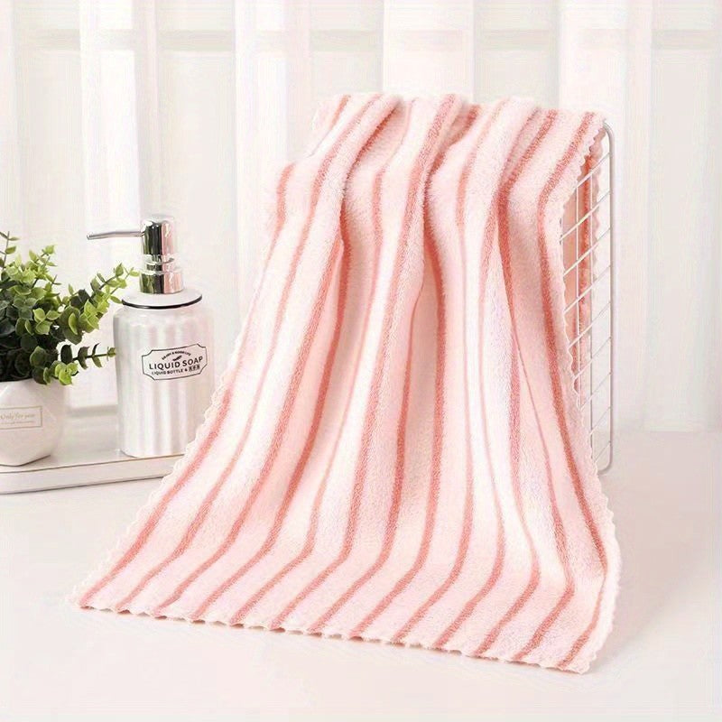 Color Coded Coral Fleece Towel Set 5 Pack – Ultra Soft Thickened Absorbent Bath Face Towels 5 Colors for Spa Sensitive Skin, Solid or Striped