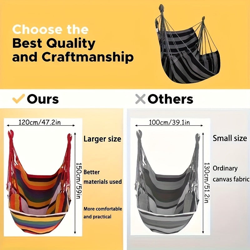 Hammock Chair Outdoor Swing Leisure Chair with Hanging Ropes Storage Bag Optional Pillow Garden Terrace Camping Orange Red Teal Black Gray