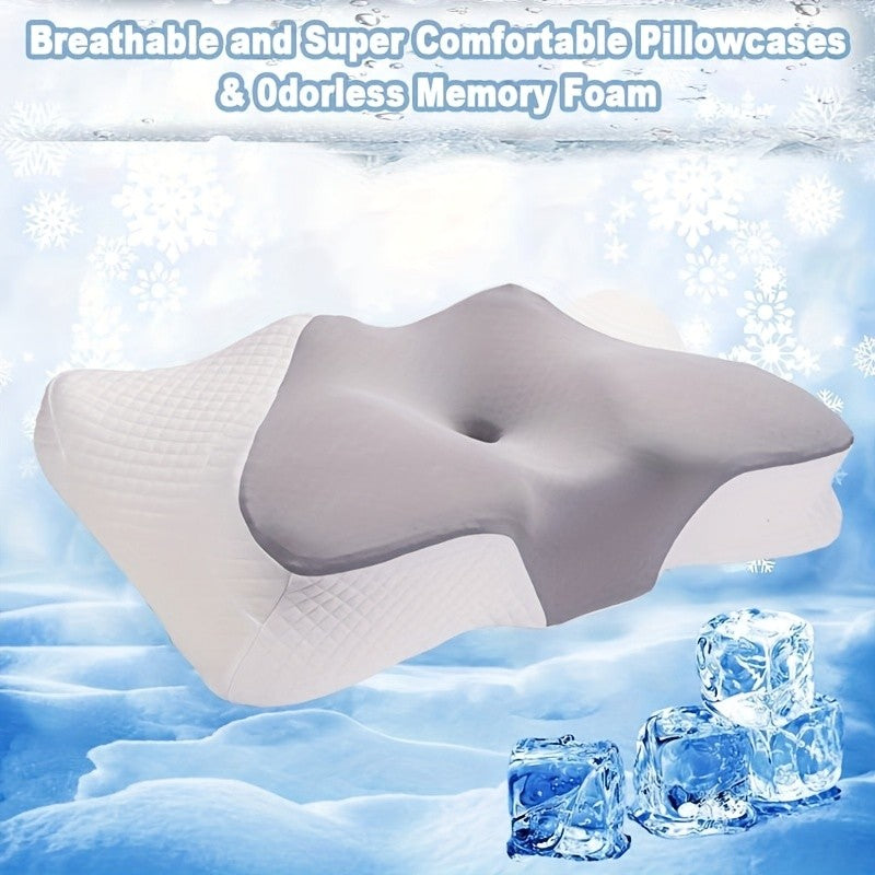 Memory Foam Cervical Support Pillow – Slow Rebound Breathable Arch Pillow for All Sleeping Positions, Neck & Spine Relief, Soft Multifunctional Bed Pillow & Family Gift