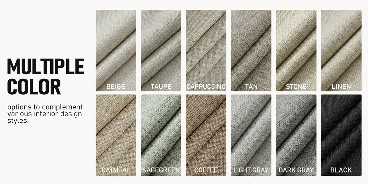 Faux Linen Blackout Curtains 2 Panels for Bedroom & Living Room – 100% Blackout, Back Tab & Rod Pocket, Thermal Insulated Farmhouse Drapes