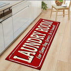 Laundry Room Mat Non-Slip Runner Rug Machine Washable Text Design – Anti-Skid Comfort Standing Mat for Laundry, Kitchen, Bathroom & Porch | Multiple Sizes