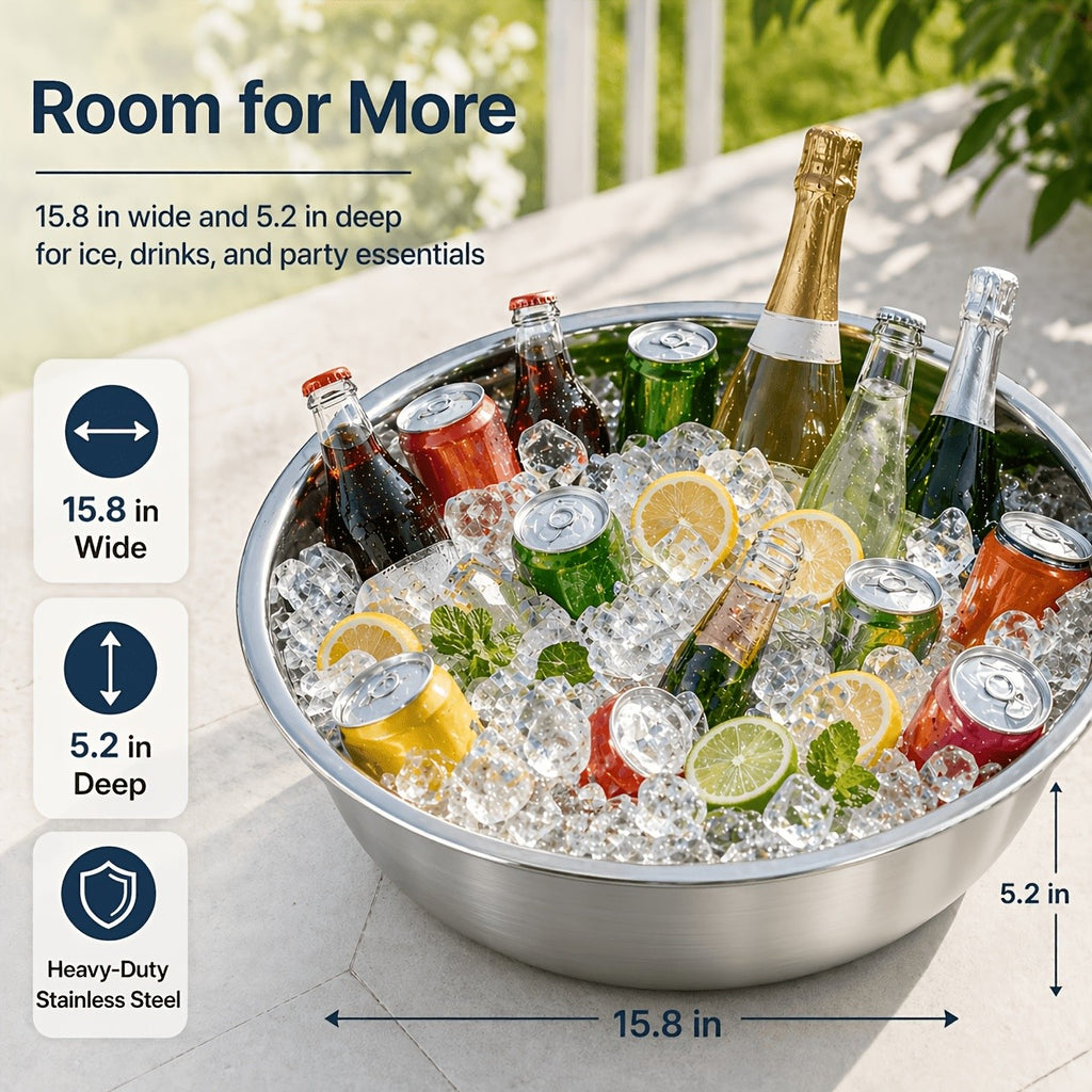 Extra Large Stainless Steel Mixing Bowl – Heavy-Duty Deep Prep Basin for Cooking, Baking, Salad & Dough | 36cm / 40cm | Rustproof, Dishwasher Safe Kitchen Essential