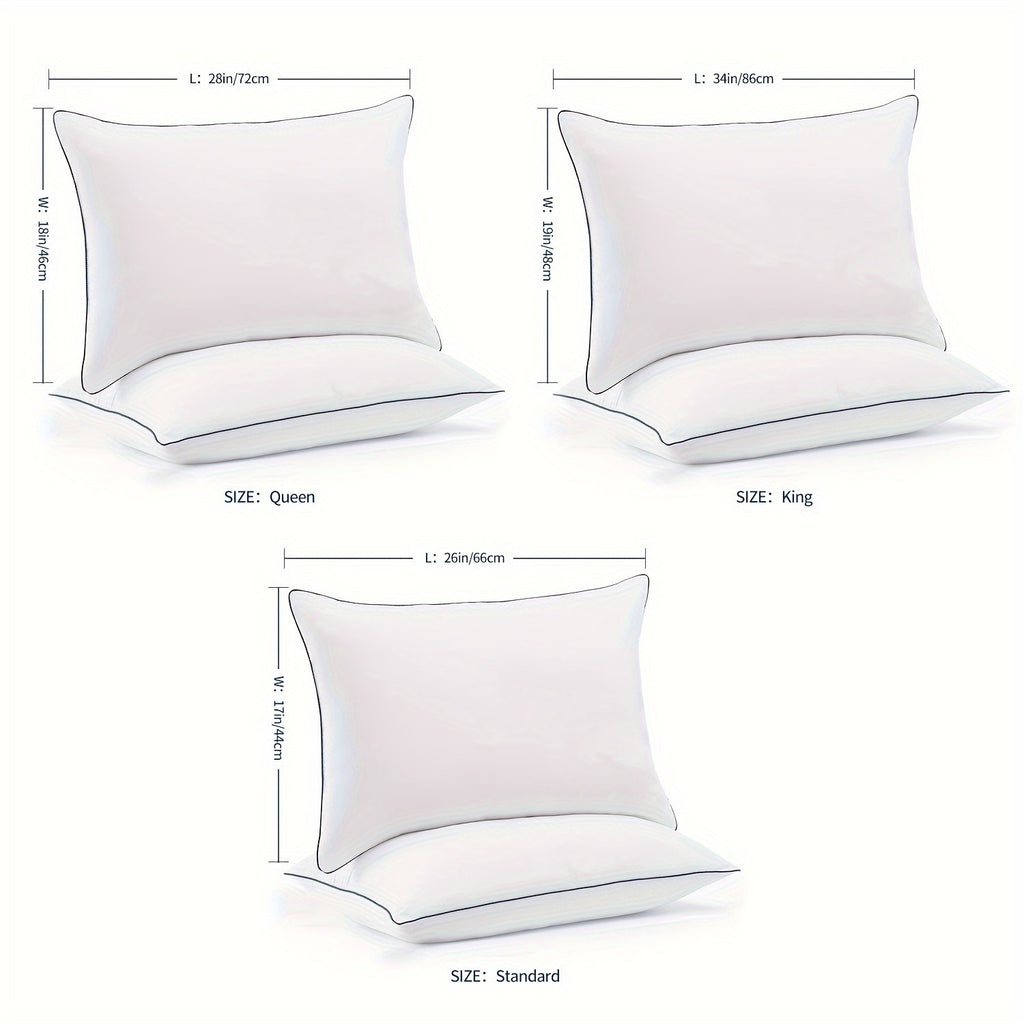 Firm Supportive Sleep Pillows Set 2/4 Pack – Hotel-Grade Cool-Touch, Soft Fiber Fill, Back Stomach Side Sleeper Pillow Standard Queen King