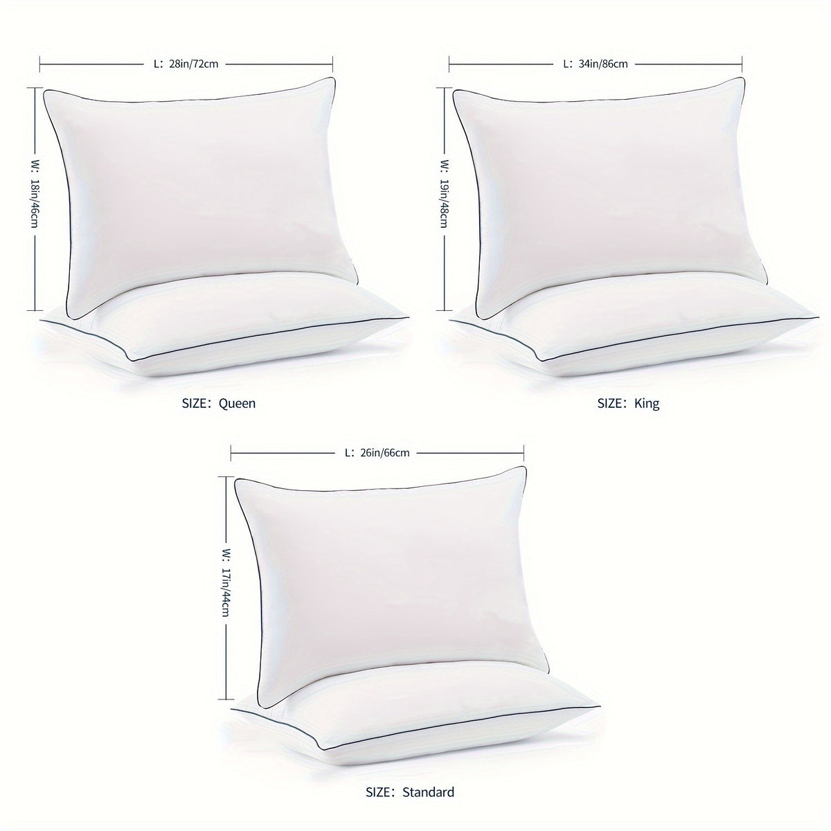 Firm Supportive Sleep Pillows Set 2/4 Pack – Hotel-Grade Cool-Touch, Soft Fiber Fill, Back Stomach Side Sleeper Pillow Standard Queen King