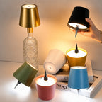 Metal Wireless Wine Bottle Light Rechargeable Dimmable LED Bottle Cap Light 3 Color Temperatures for Bar Cart Wine Bar Bedroom Decor