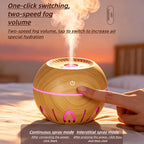 USB Mini Humidifier Aromatherapy Diffuser 2-in-1 Seven-Color LED Night Light Auto Shut-Off Quiet Desktop for Bedroom Office Home Dark Light Wood
