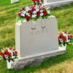 Artificial Cemetery Flowers for Grave with Saddles Silky Rose Bouquets with Vases Headstone Flower Saddle Memorial Day Outdoor Grave Headstone Decoration