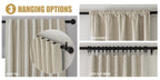 Faux Linen Blackout Curtains 2 Panels for Bedroom & Living Room – 100% Blackout, Back Tab & Rod Pocket, Thermal Insulated Farmhouse Drapes