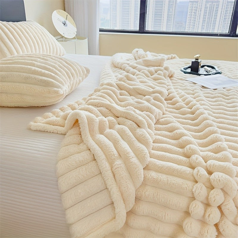 Soft Plush Throw Blanket – Thick Warm Fuzzy Cozy Blanket for Couch, Bed, Office & Travel | 4 Sizes, 4 Colors | Great for Gifts & Room Decor