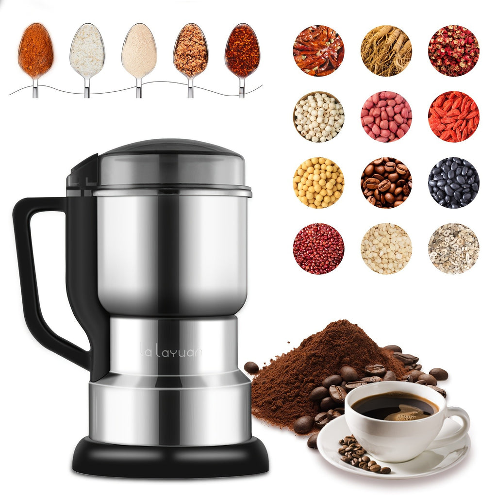 Electric Coffee Bean Grinder 300W 400g/14oz, 8-Blade Stainless Steel, One-Touch Button, Grinds Up to 36 Cups in 10 Seconds – Also for Spices, Grains & Nuts