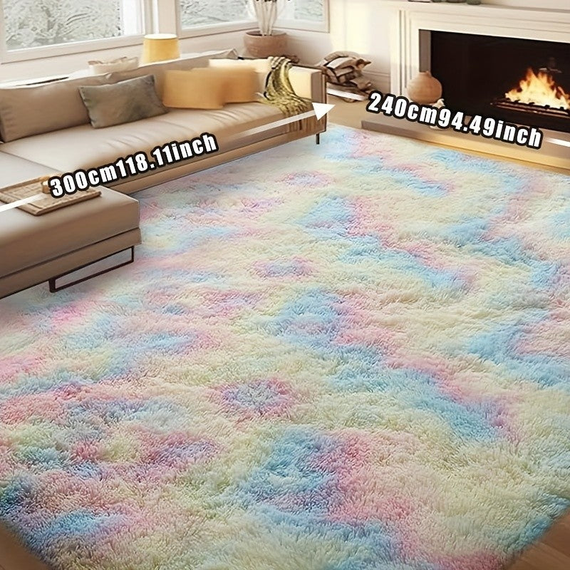 Plush Fluffy Area Rug Tie Dye Soft Indoor Carpet Non-Slip for Living Room Bedroom – Modern Home Decor Floor Mat | Multiple Sizes | Light Gray, Dark Gray, Black, Pink