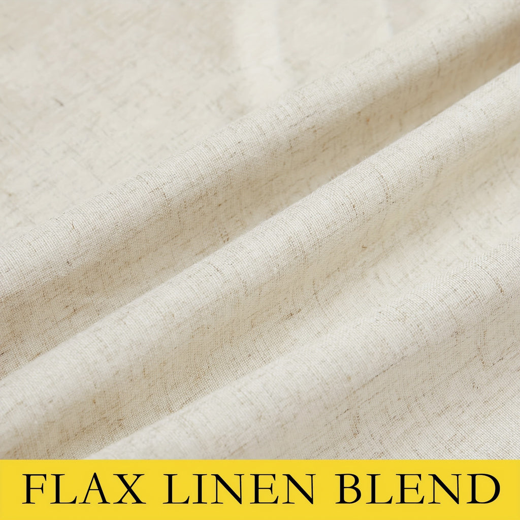 Linen Blackout Curtains 2 Panels 100% Farmhouse Grommet Top – Thermal Insulated Thick Window Drapes for Living Room Bedroom, 11 Colors 6 Sizes