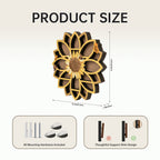 Wooden Sunflower Floating Shelf Wall-Mounted UV Printed Spiritual Decor – Crystal & Essential Oil Organizer, Meditation Room Wall Art, Living Room Storage Shelf