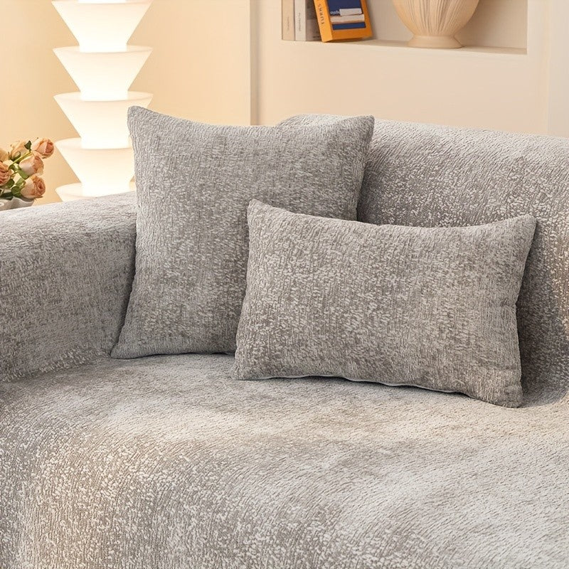 Chenille Fringe Couch Protector Slipcover – Super Soft Pet-Friendly Solid Sofa Cover for 2 3 4 Seater, Living Room Decoration, Cream White Green Grey Orange