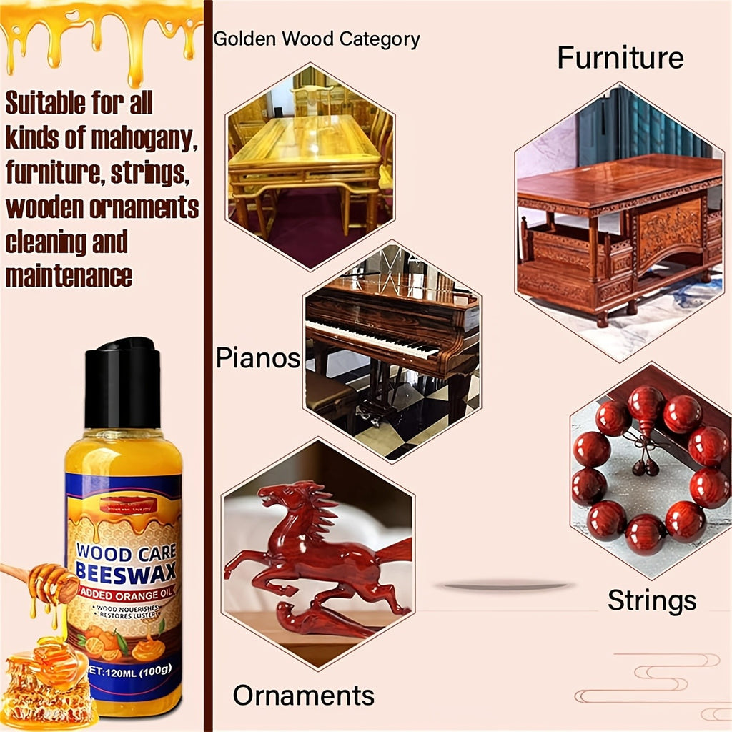 Beeswax Polish Kit 6.76oz with Maintenance Towels Professional Wood Wax Repair Lotion – For Wooden Furniture Floors Guitars Crafts Bracelet Care