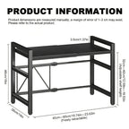 Microwave Oven Rack Expandable Countertop Shelf – Heavy Duty Carbon Steel Stand with 6 Hooks, Adjustable Height & Width, Dust Cover Included