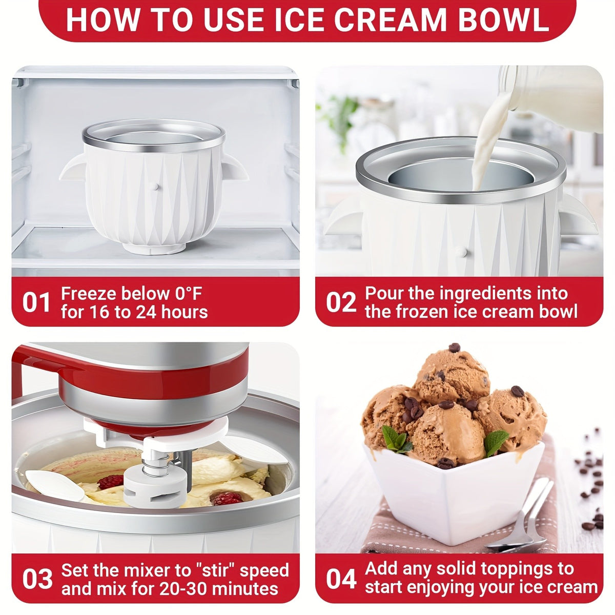 Ice Cream Maker Attachment for KitchenAid Stand Mixer | 2-Quart Frozen Yogurt, Ice Cream, Sorbet & Gelato Maker | Compatible with KitchenAid 4.5 Qt & Larger