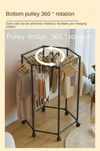 Hexagonal Rotating Clothes Rack with Wheels Large Capacity Freestanding Garment Rack for Bedroom Closet Entryway