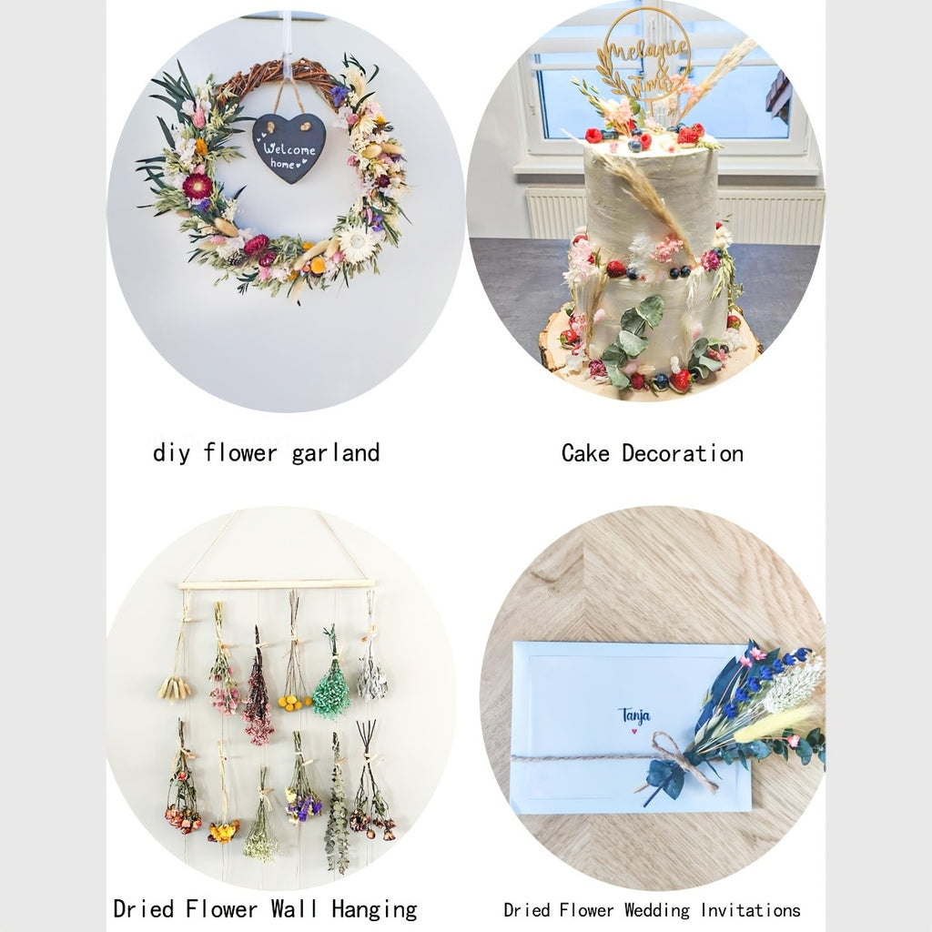 Boho Dried Flower Bouquet with Pampas Grass - Bohemian Wedding Centerpiece, Cake Flowers & Groom Boutonniere, Long-Lasting Botanical Arrangement for Home & Event Decor