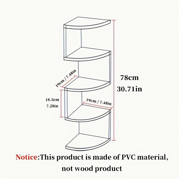Floating Corner Wall Shelf 3 or 5-Tier, Wall Mounted Storage Rack for Living Room, Bedroom, Kitchen, Bathroom & Office, Easy Install Decorative Corner Shelves, White or Black, 1 or 2 Pieces