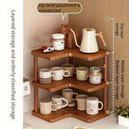 Corner Shelf Countertop Organizer, Triangular Multi-Tier Kitchen Storage Rack for Coffee Accessories, Cups, Spices & Kitchen Essentials, Space-Saving Corner Stand for Counter, Bathroom & Office