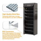 Shoe Organizer Cabinet with Cover – 6/8/10 Tier Nonwoven Fabric Shoe Storage Shelf for 27-35 Pairs, Portable Shoe Rack for Entryway, Closet, Bedroom (Dark Gray)