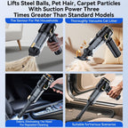 Handheld Vacuum Cleaner 25000PA – 9-in-1 Cordless Car Vacuum, Rechargeable Brushless Motor, Washable Filter, Low Noise for Car, Home, Pet & Office