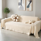 Tassel Sofa Cover Scratch-Resistant & Breathable, Multifunctional Boho Couch Cover Slipcover for All Seasons, Easy-Fit Fashionable Settee Throw Cover for Living Room Sofa