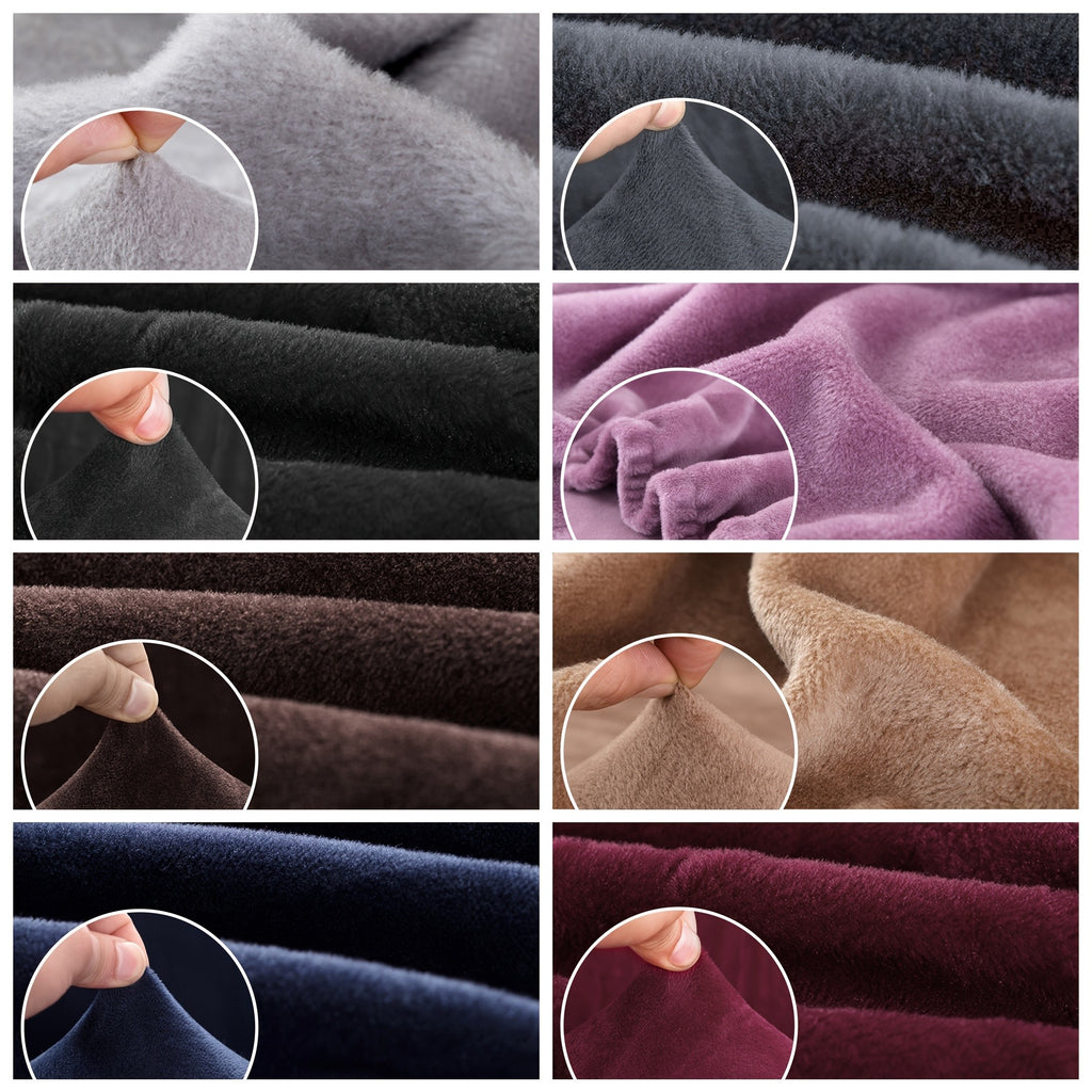 Velvet Stretch Sofa Cover Slipcover – Thick High-Elasticity Plush Couch Cover for L-Shape 1 2 3 4 Seater, Polyester Spandex Furniture Protector with Pillowcase for Living Room
