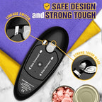 One-Touch Automatic Electric Can Opener – Smooth Edge Safety Can Opener for Arthritis & Elderly, Hands-Free Effortless Operation, Compact Design, No Sharp Edges, Black or Red