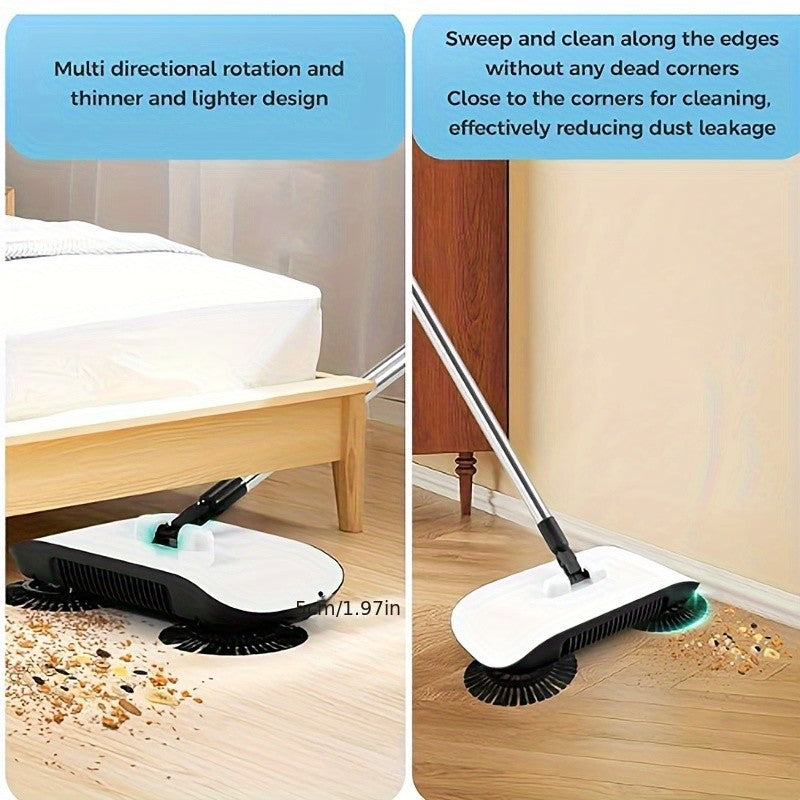 Hand-Push Floor Sweeper with Dustbin – All-in-One Manual Broom & Dustpan Set, No Power Needed, Lightweight Household Cleaning Machine for Hardwood, Tile & Laminate Floors, Lazy-Friendly Design