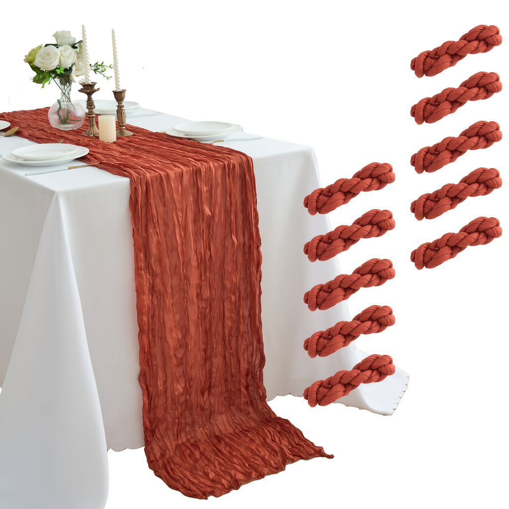 10-Pack Cheesecloth Table Runner 10ft Boho Rustic Wedding Reception Bridal Shower Party Home Decor Multi-Color