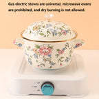 Enamel Diamond Soup Pot – Thick-Walled Double Handle Stew Pot, High-Temp Resistant, 2 Designs & 2 Sizes, Electric Stove Gas Flame Compatible