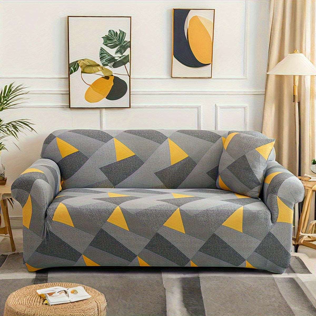 Stretch Sofa Cover Digital Print Floral – High-Stretch Polyester Non-Slip Machine Washable Telescopic Slipcover for 1 2 3 4 Seater Sofas, Contemporary Furniture Protector for Home & Office