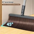 Broom and Dustpan Set with 51 Inch Adjustable Long Handle 2 Interchangeable Broom Heads – No-Bend Upright Sweeping Set for Indoor Outdoor Home Office Kitchen Garden