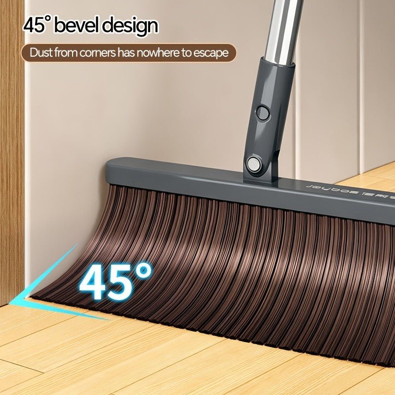Broom and Dustpan Set with 51 Inch Adjustable Long Handle 2 Interchangeable Broom Heads – No-Bend Upright Sweeping Set for Indoor Outdoor Home Office Kitchen Garden