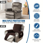 Quilted Recliner Sofa Cover Anti-Slip Wear-Resistant 4-Layer Fabric Dual Side Pockets Machine Washable Pet Home Bedroom Living Room 10 Colors 2 Sizes